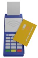 Una rappresentazione grafica di un POS con una carta di credito appoggiata.